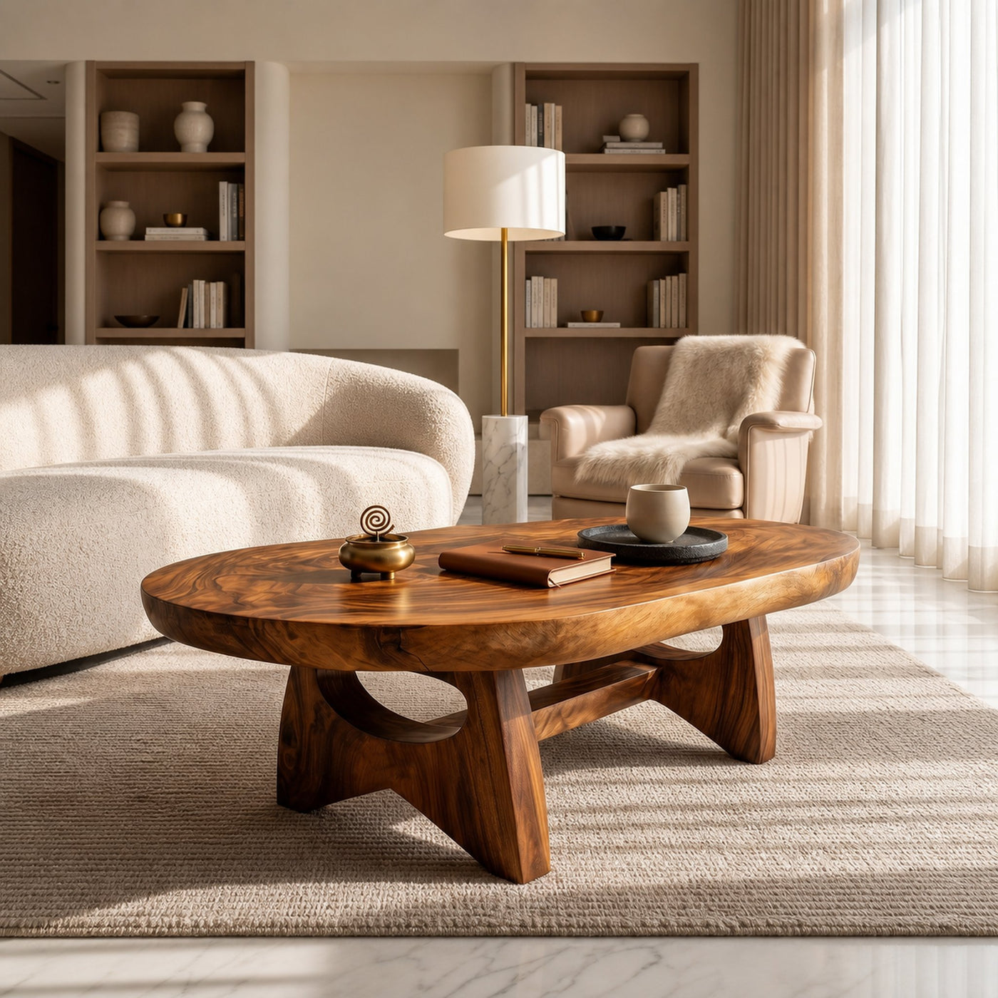 Organic Oval Coffee Table For Loft Living - product view 6