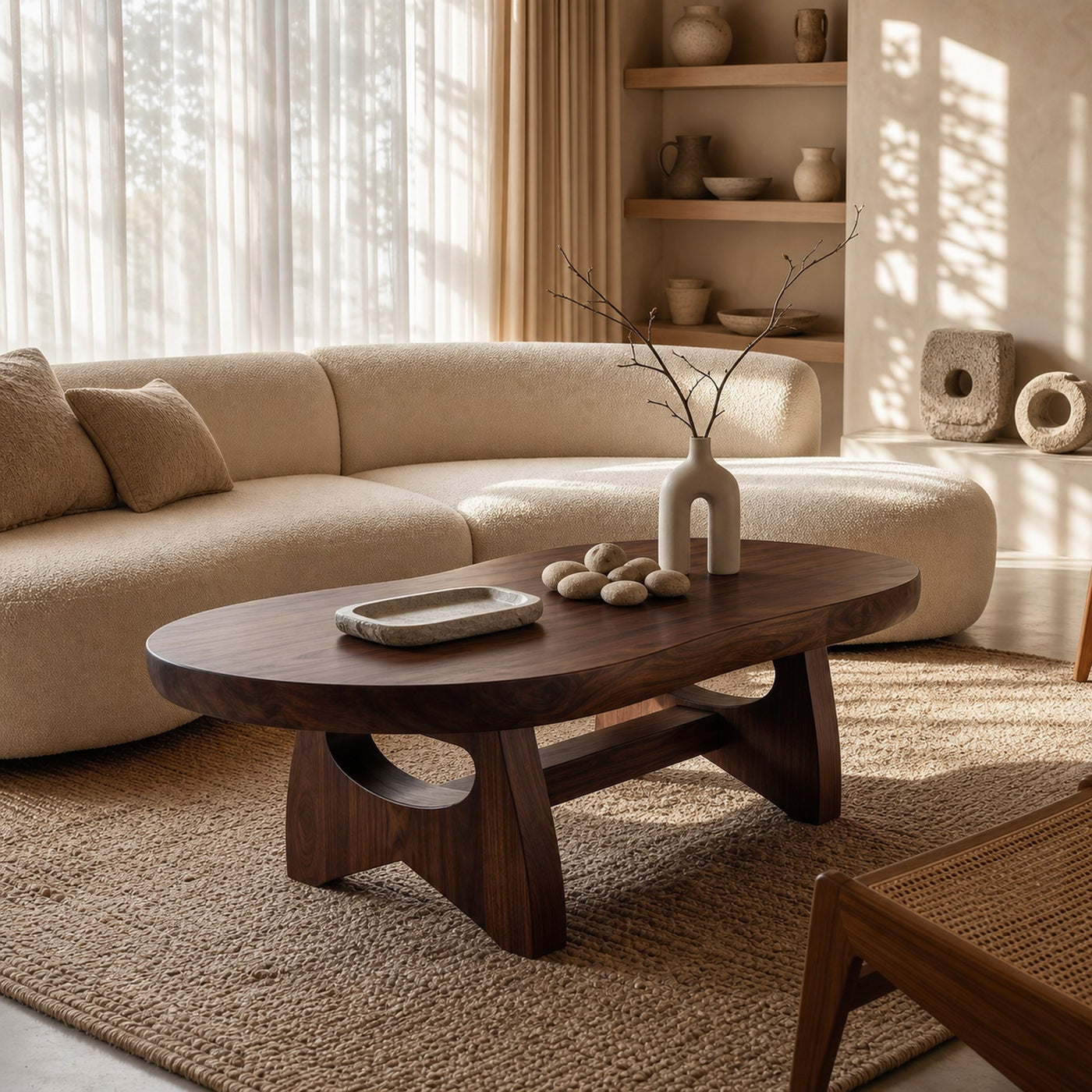 Organic Oval Coffee Table For Loft Living - product view 7