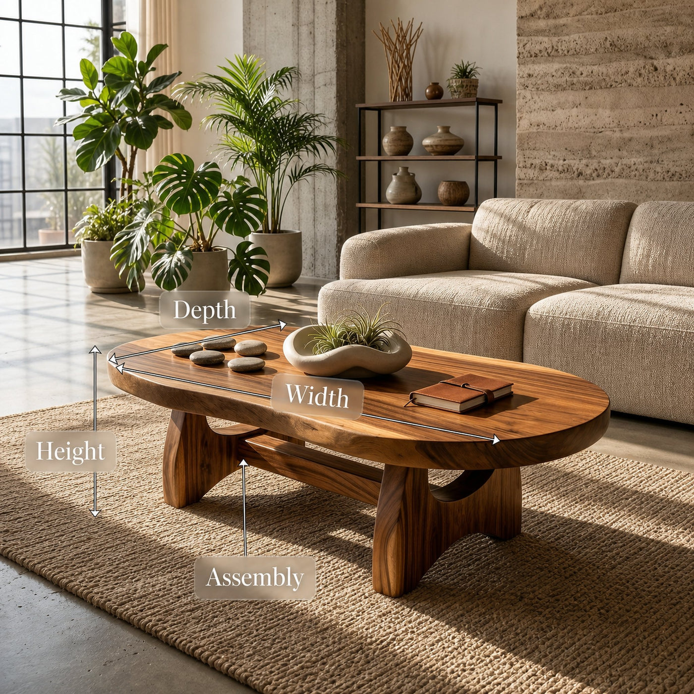 Organic Oval Coffee Table For Loft Living - product view 8