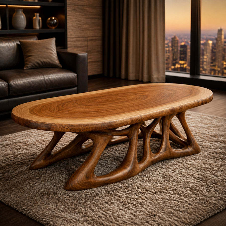 Organic Root Inspired Solid Wood Coffee Table Modern Living Room Interior