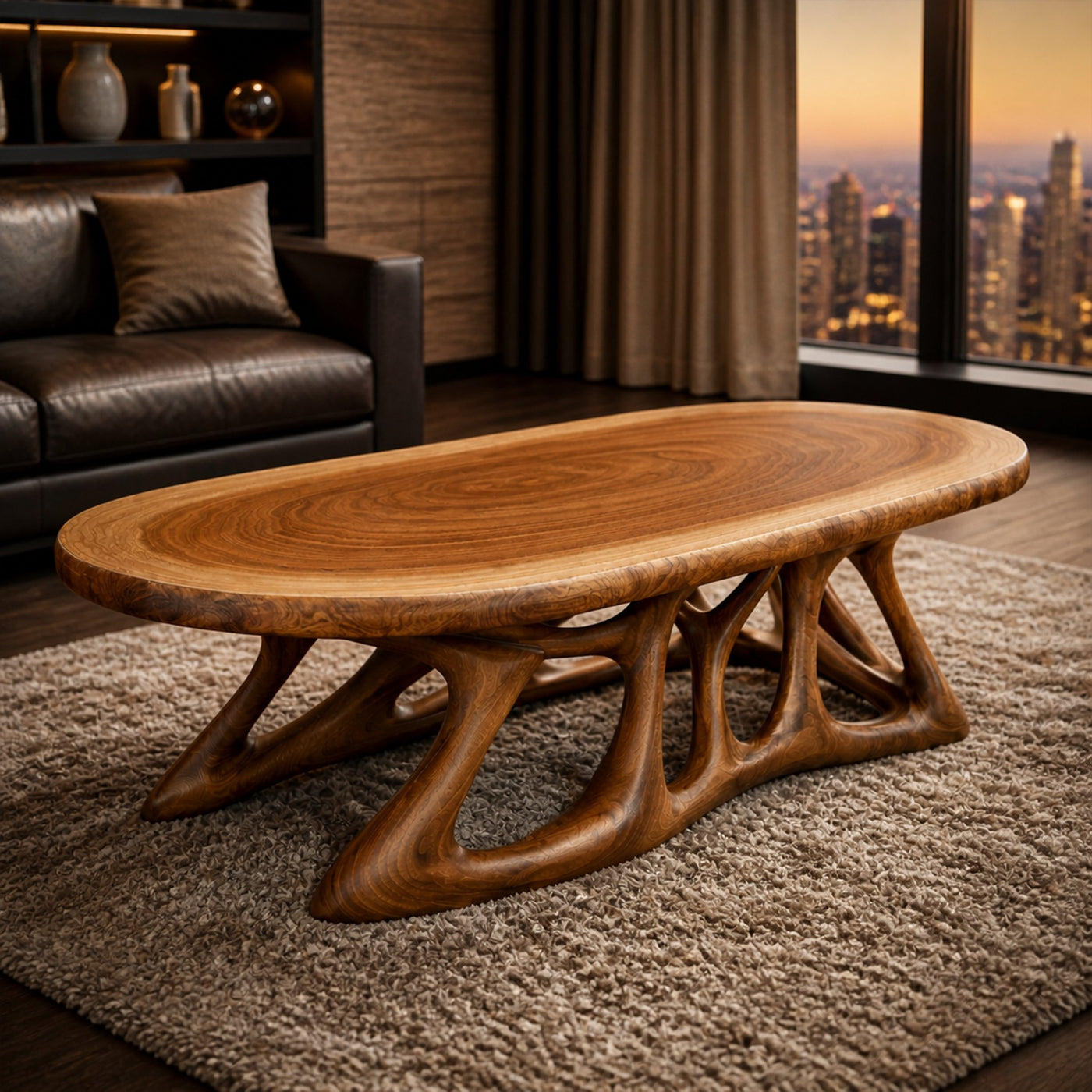 Organic Root Inspired Solid Wood Coffee Table Modern Living Room Interior