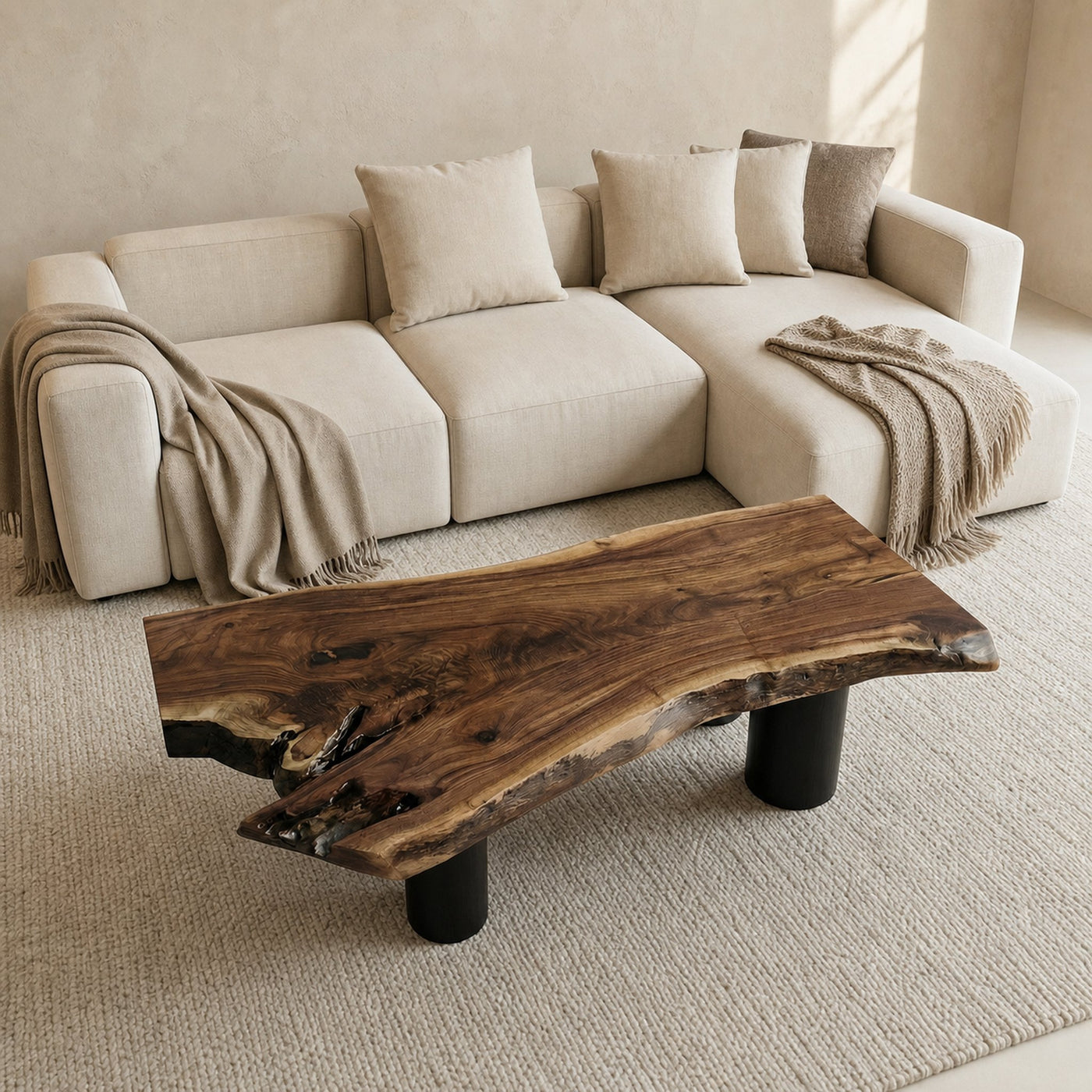 Organic Rustic Wood Coffee Table For Living Room