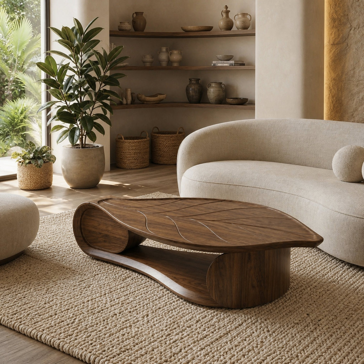 Organic Sculptural Coffee Table Solid Wood Living Room