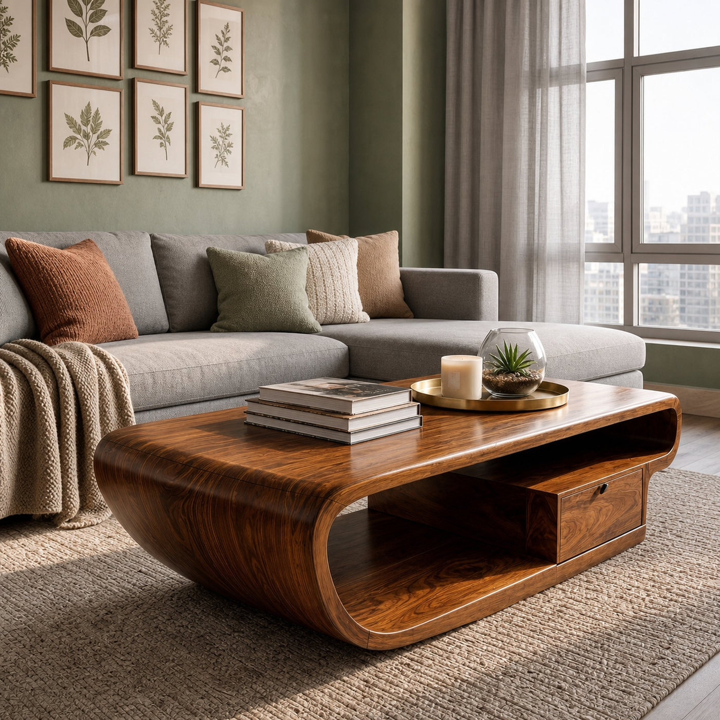 Organic Sculptural Coffee Table With Storage For Living Room And Lounge - product view 7