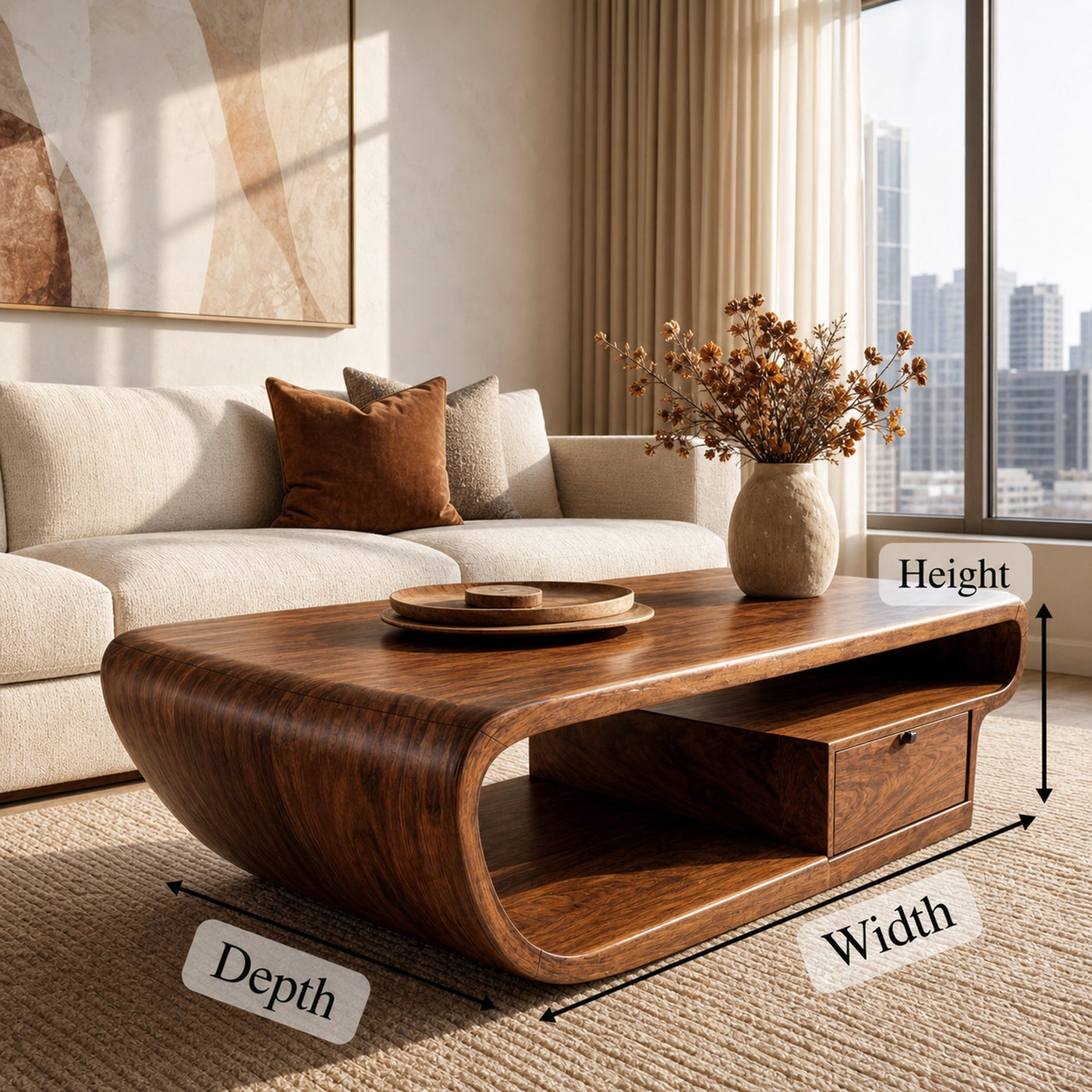 Organic Sculptural Coffee Table With Storage For Living Room And Lounge - product view 8