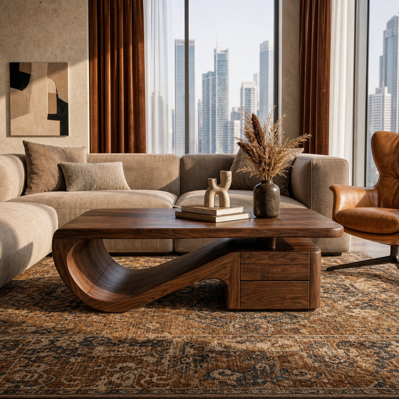 Organic Sculptural Coffee Table With Storage For Living Room And Lounge - product view 7