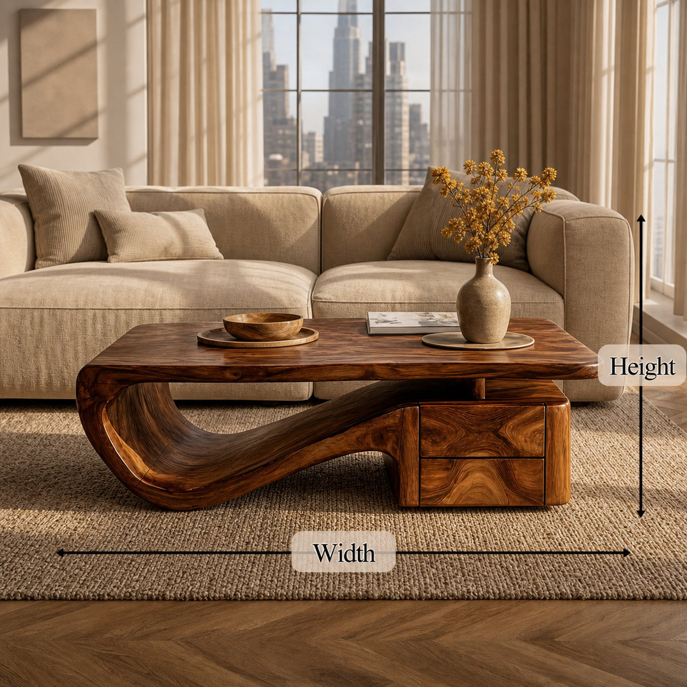 Organic Sculptural Coffee Table With Storage For Living Room And Lounge - product view 8