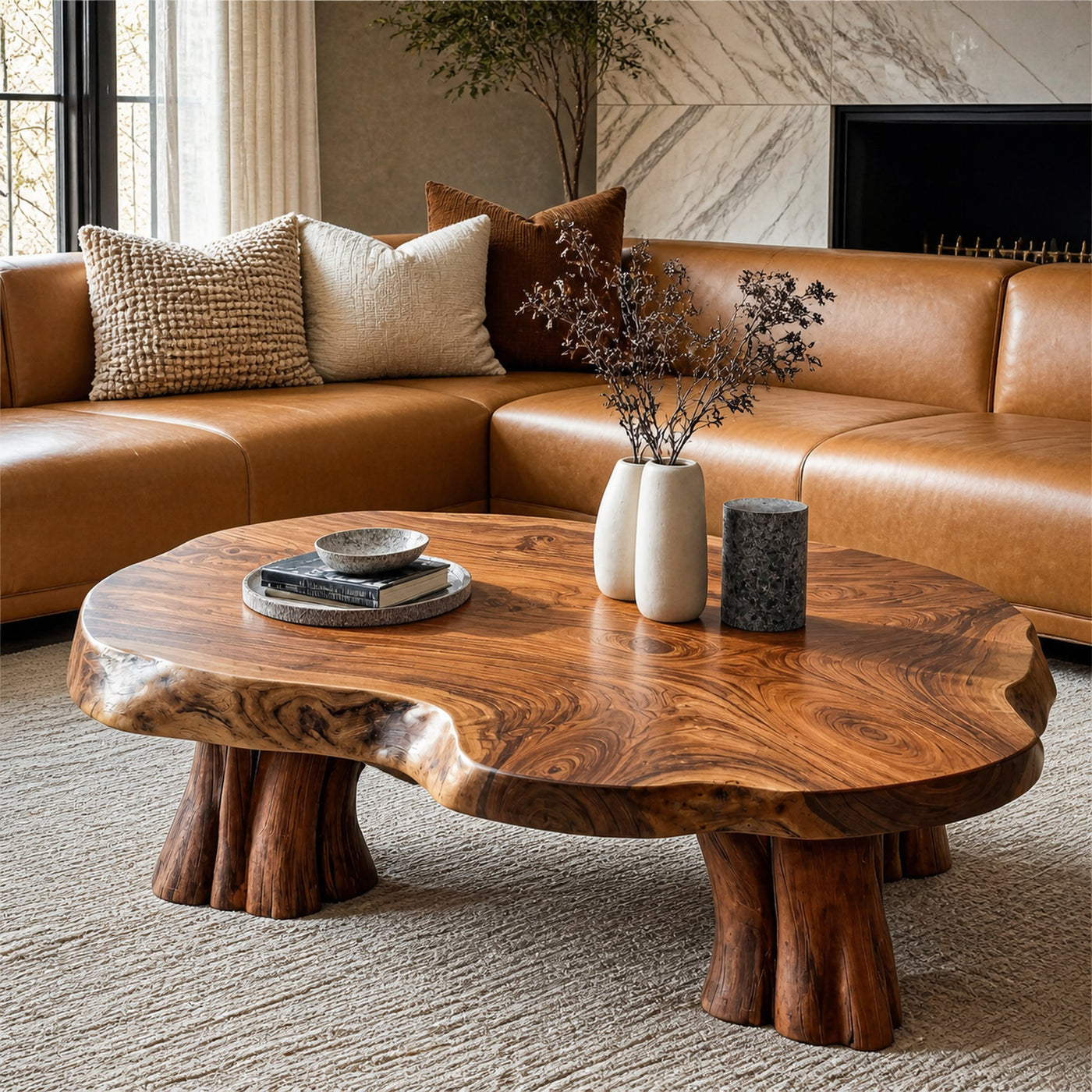 Organic Sculptural Wood Coffee Table Living Room Natural Edge Center Table