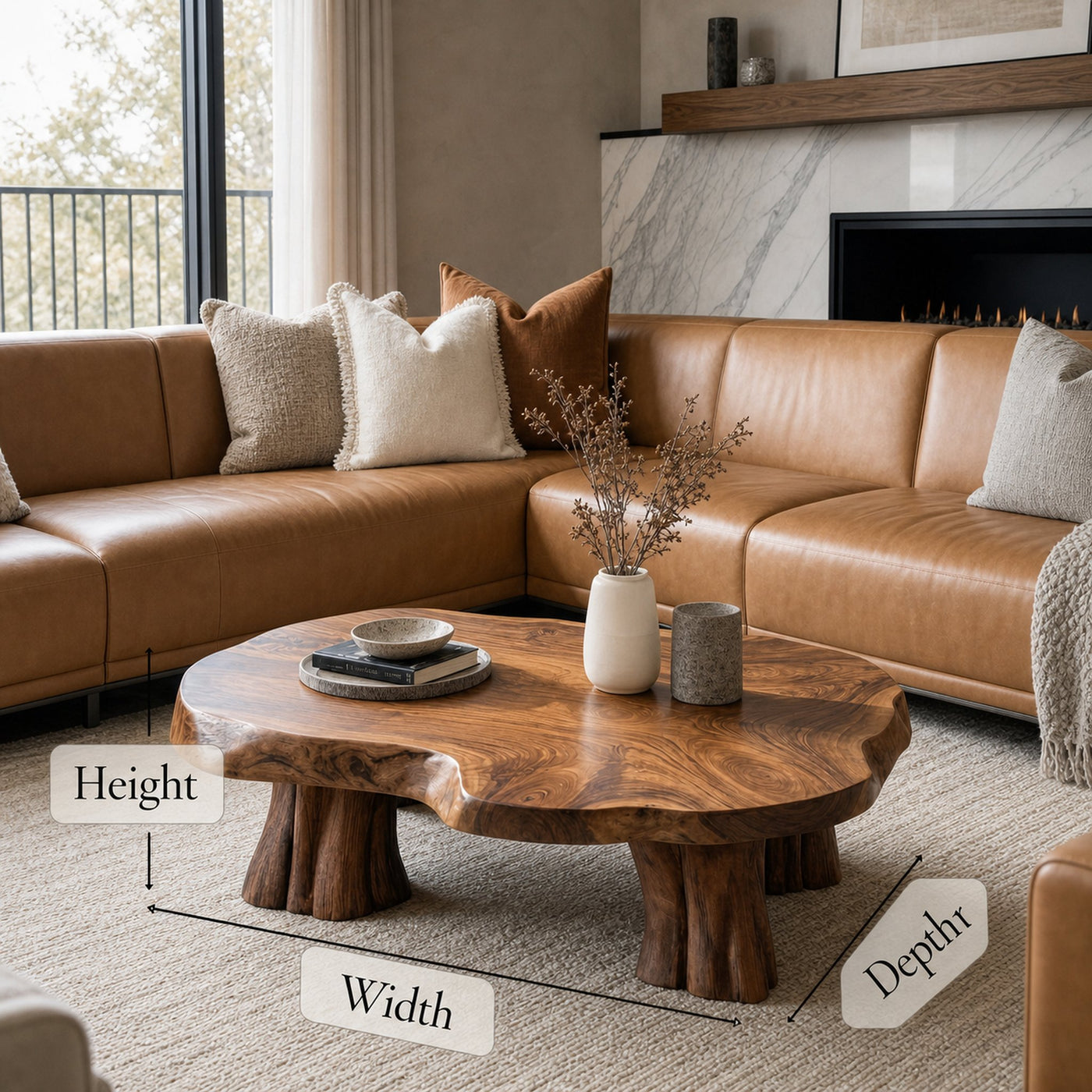 Organic Sculptural Wood Coffee Table Living Room Natural Edge Center Table - product view 6
