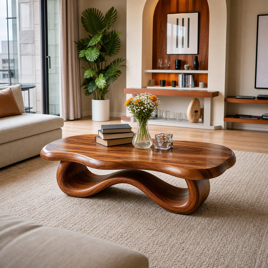 Organic Sculptural Wooden Coffee Table For Living Room