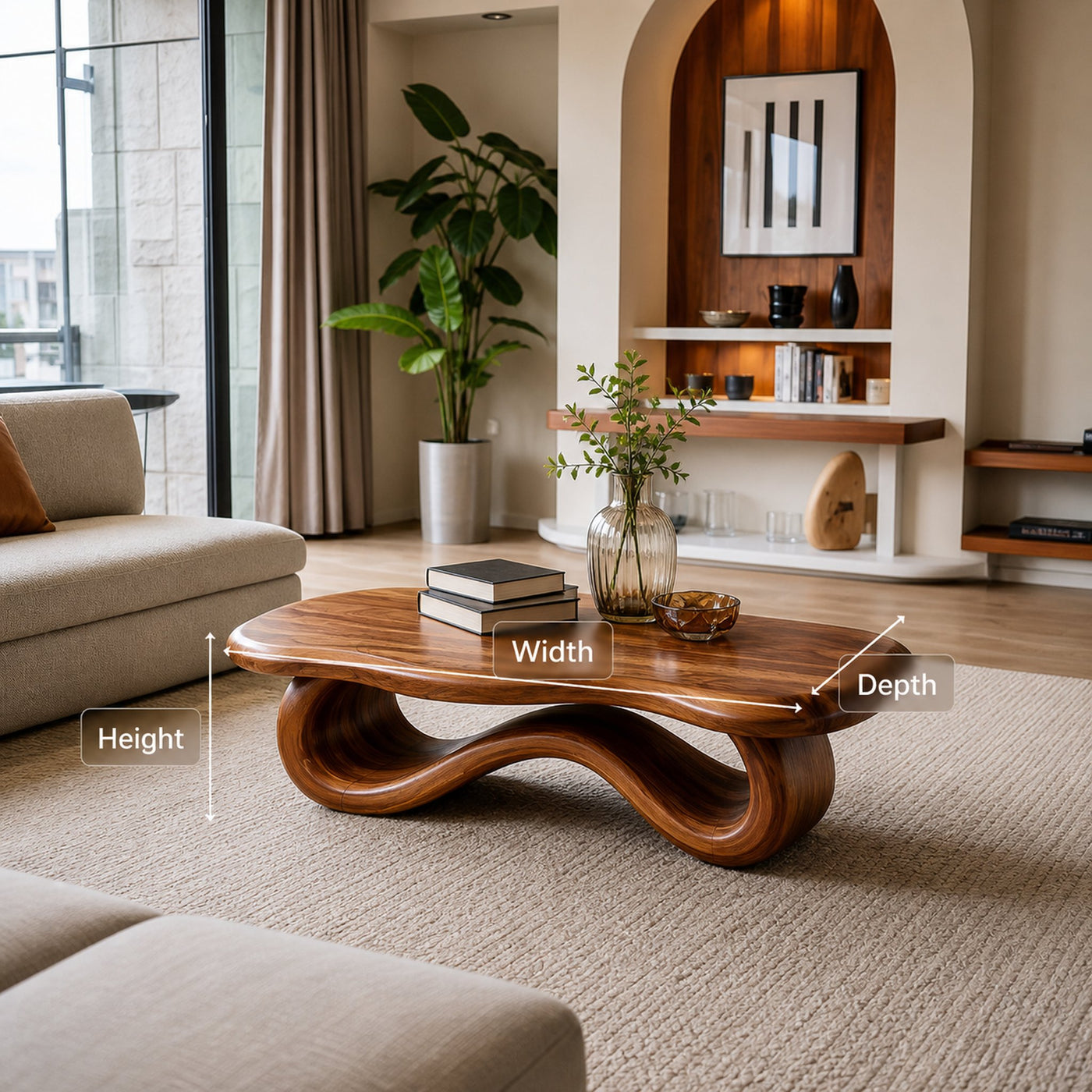 Organic Sculptural Wooden Coffee Table For Living Room - product view 6