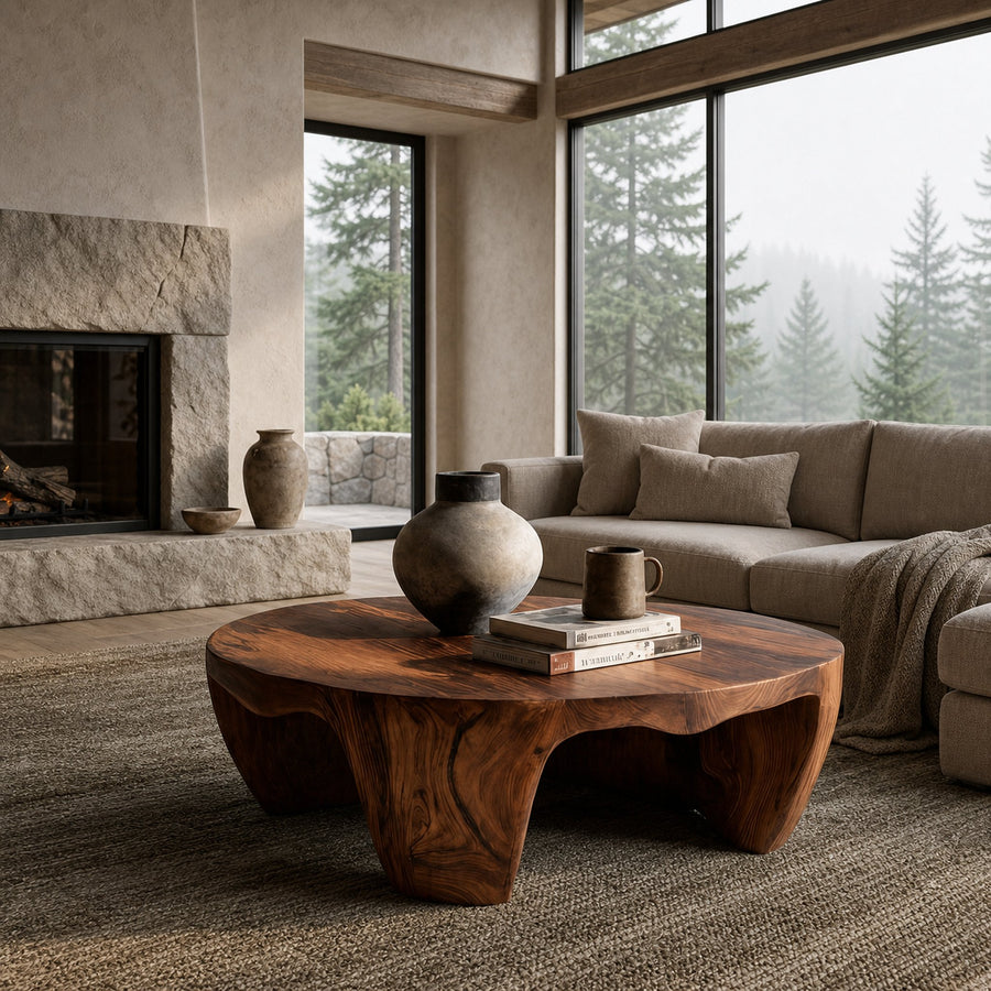 Organic Wooden Coffee Table For Home Interiors