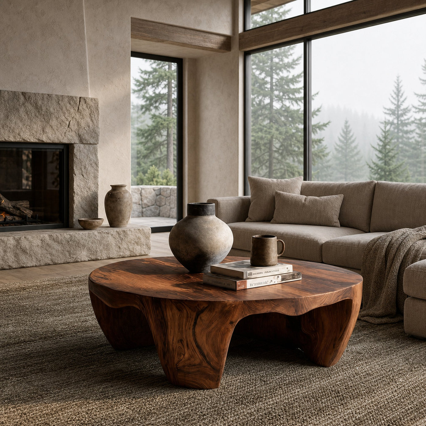 Organic Wooden Coffee Table For Home Interiors