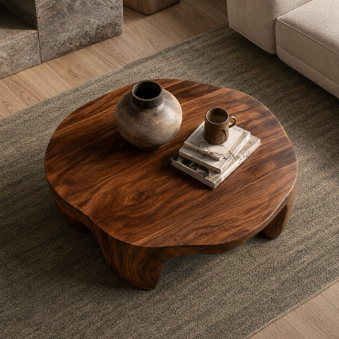 Organic Wooden Coffee Table For Home Interiors - product view 6