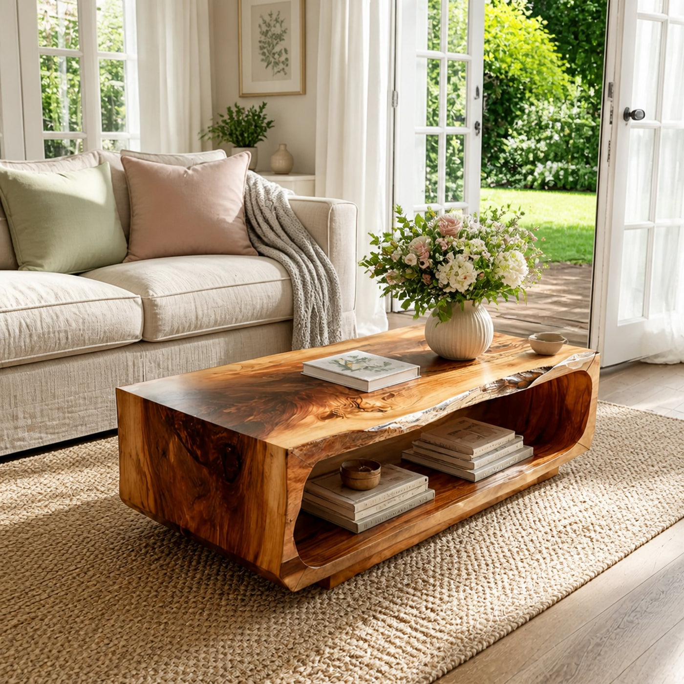 Rectangular Coffee Table Carved Hollow Design For Living - product view 6