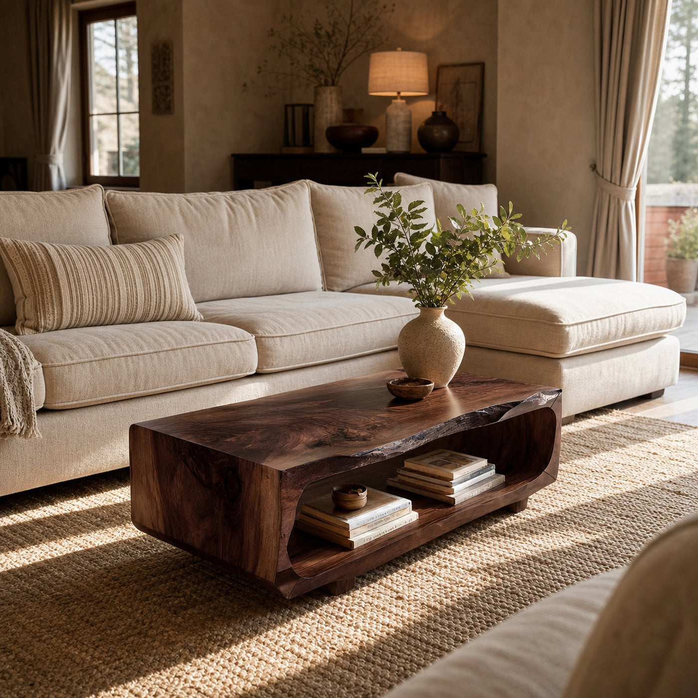 Rectangular Coffee Table Carved Hollow Design For Living - product view 7