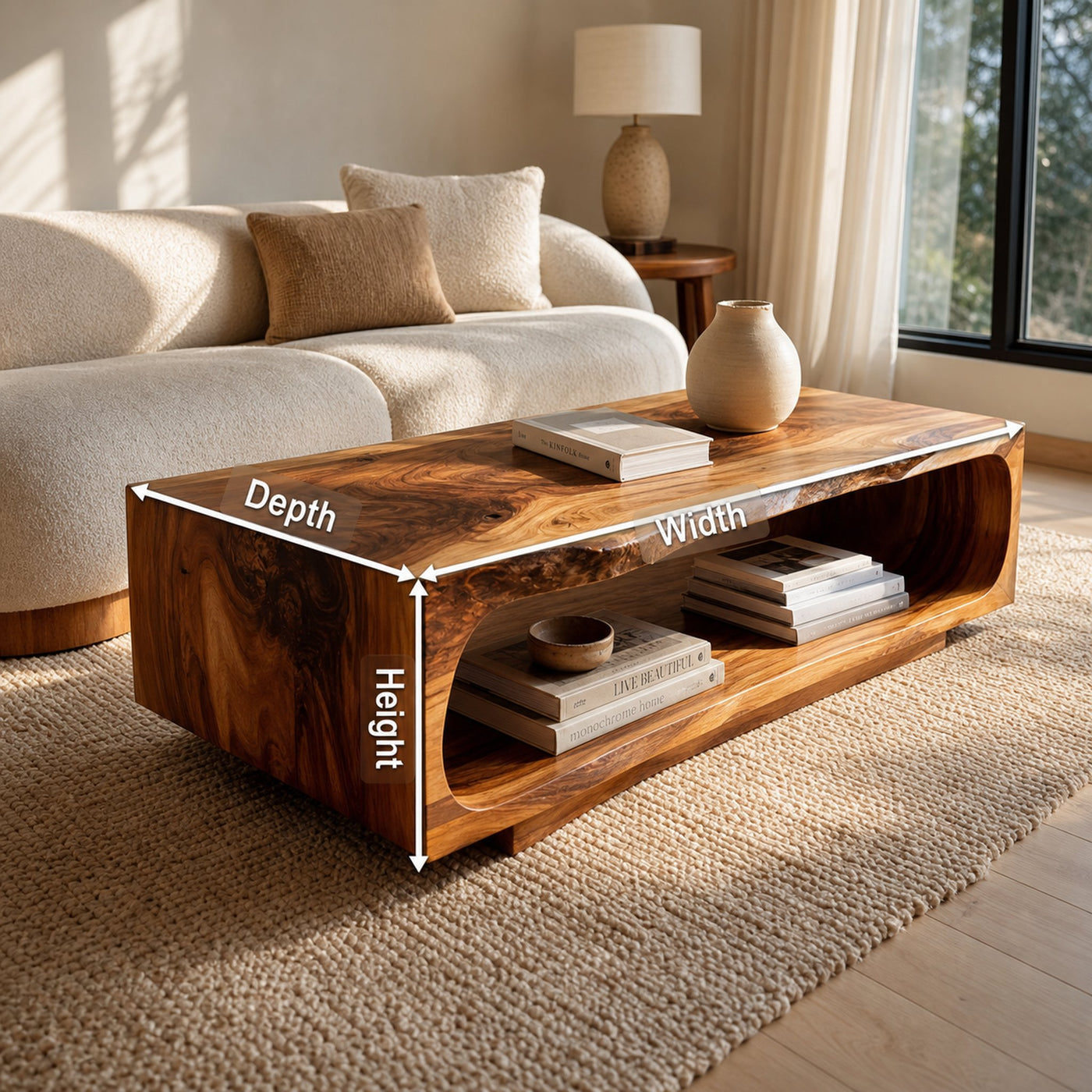 Rectangular Coffee Table Carved Hollow Design For Living - product view 8