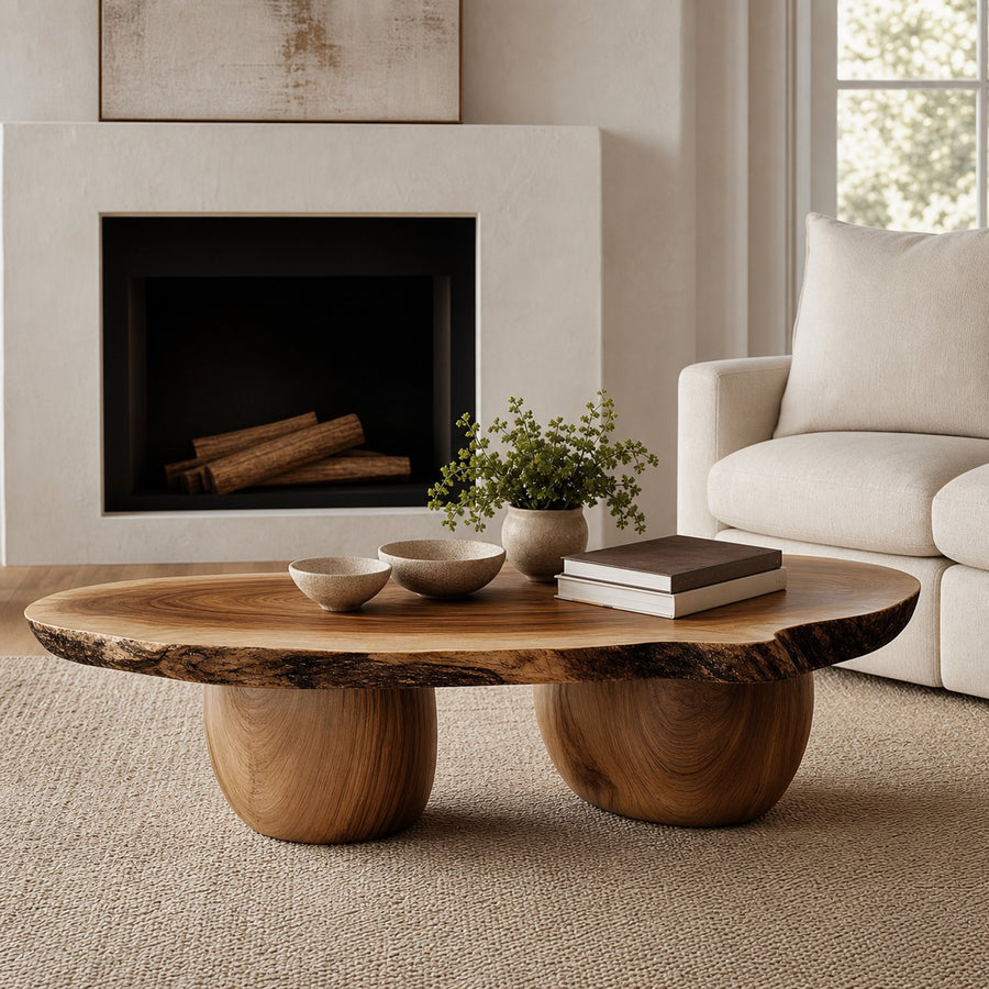 Refined Natural Wood Coffee Table for Cozy Living Room Makeovers