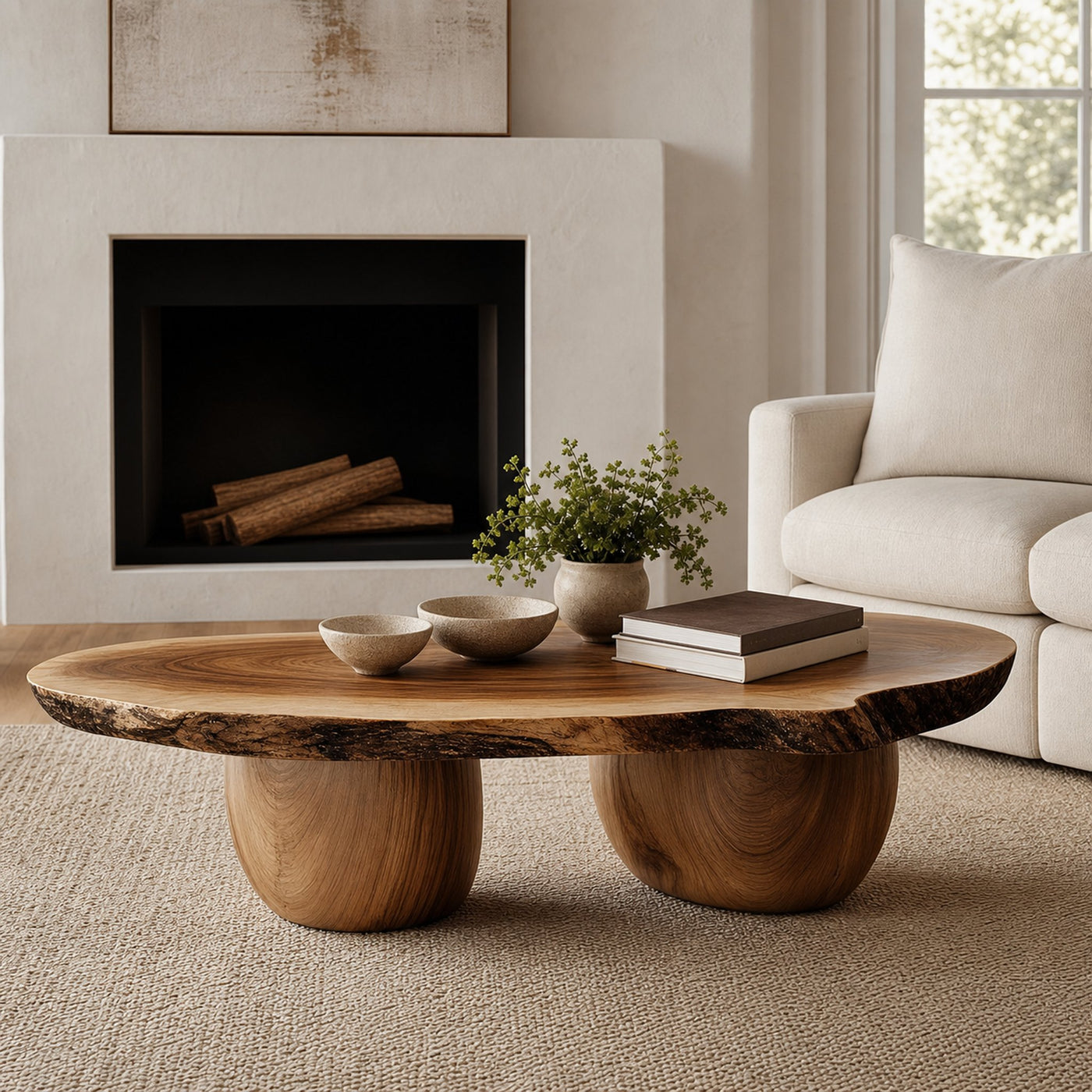 Refined Natural Wood Coffee Table for Cozy Living Room Makeovers