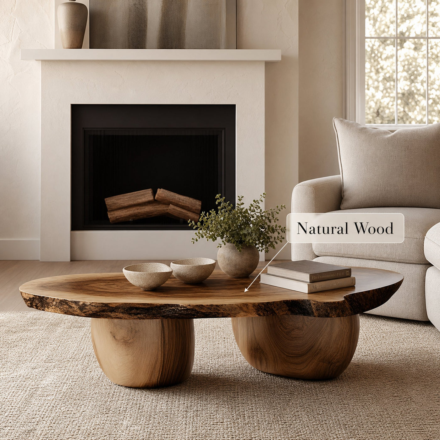 Refined Natural Wood Coffee Table for Cozy Living Room Makeovers - product view 6