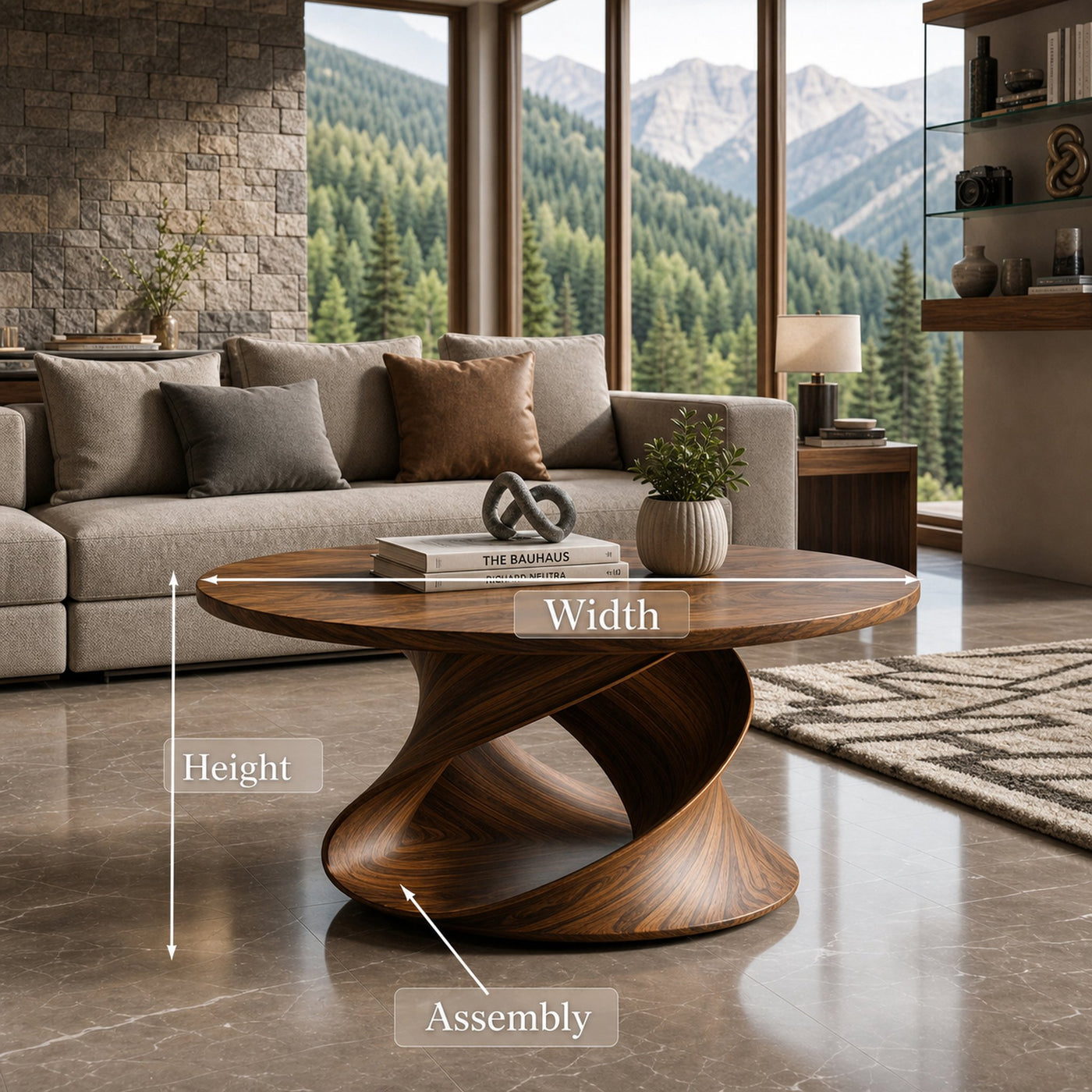 Round Coffee Table With Spiral Base For Contemporary Interior - product view 8