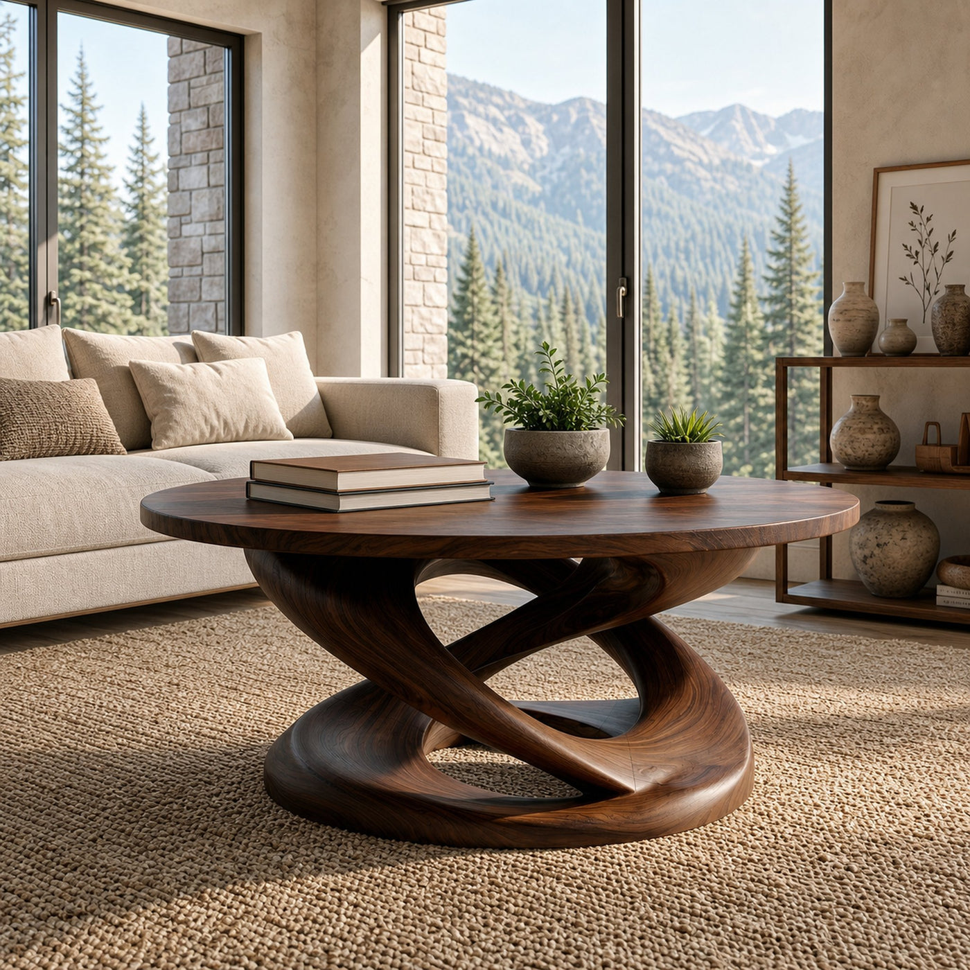 Round Coffee Table With Twisted Pedestal For Luxury Living Room - product view 7