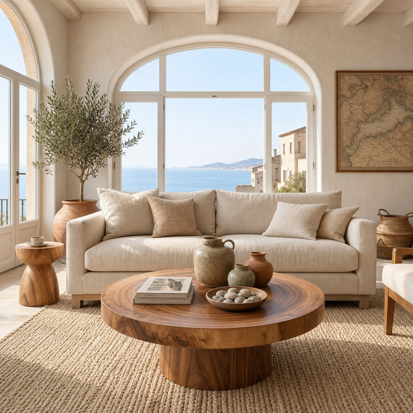 Round Wood Coffee Table For Reading Nook - product view 3