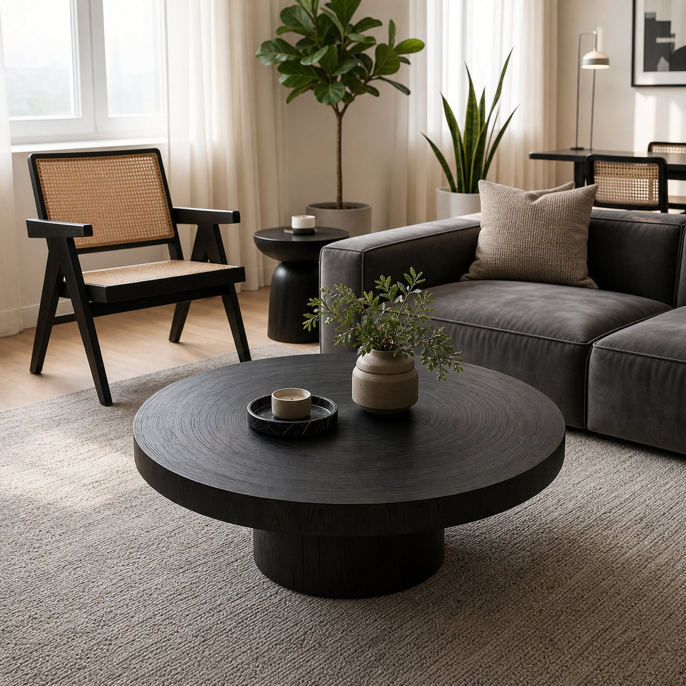Round Wood Coffee Table For Reading Nook - product view 4