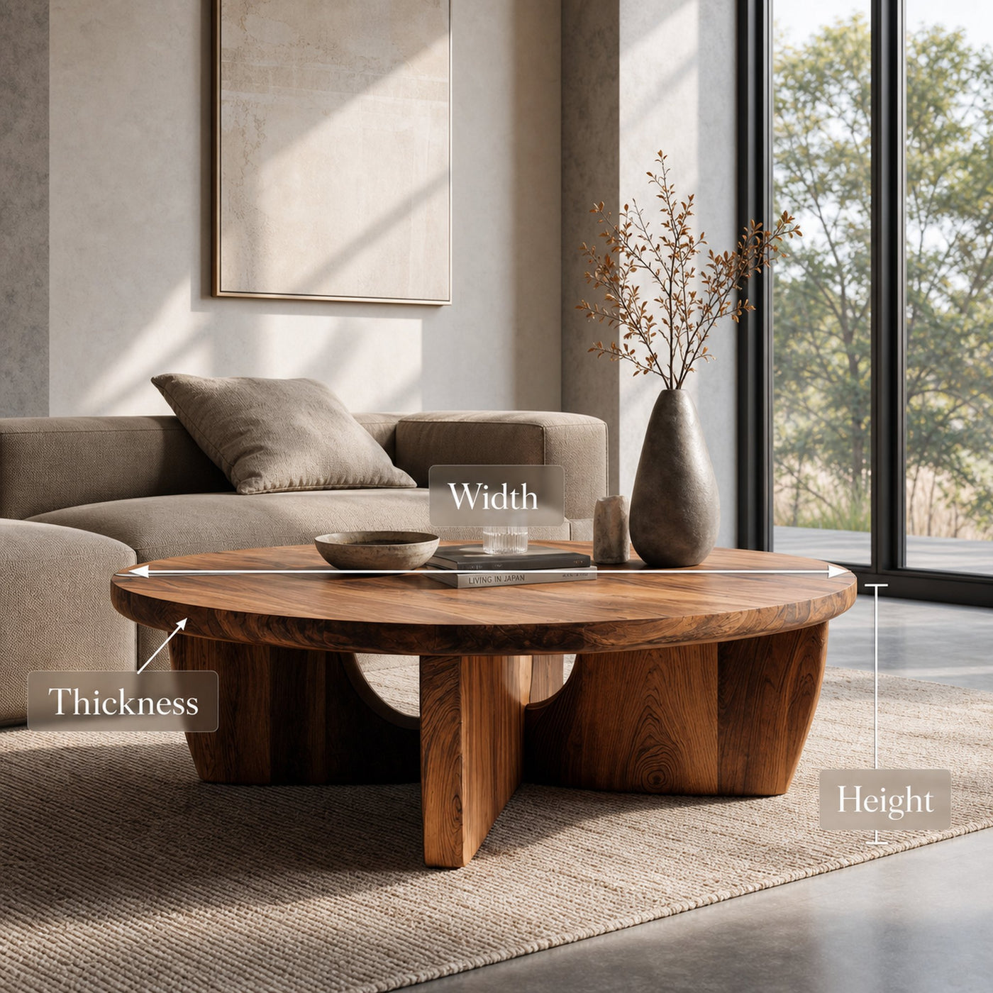 Round Wooden Coffee Table Unique Base Design For Home - product view 7