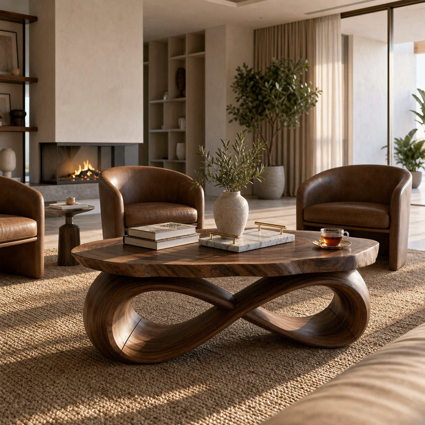 Rustic Accent Coffee Table Lounge Area - product view 6