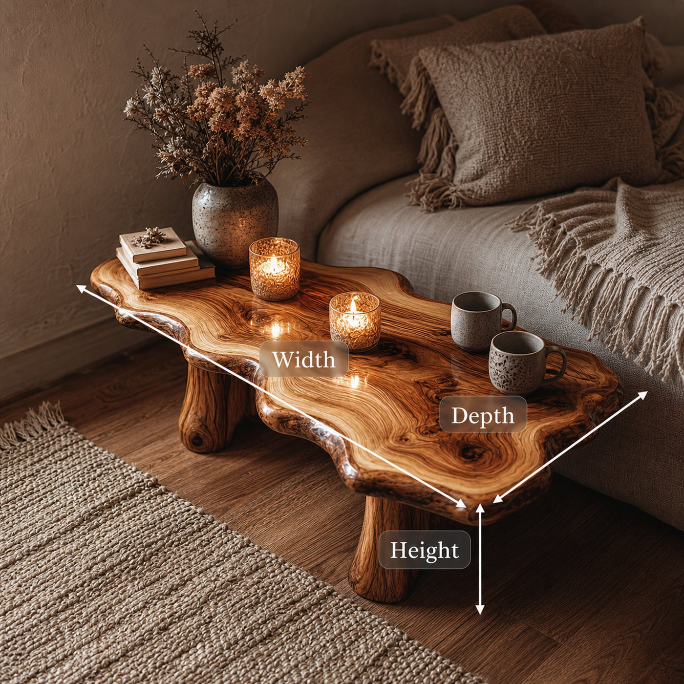 Rustic Artisanal Coffee Table Living Room And Cozy Room - product view 5
