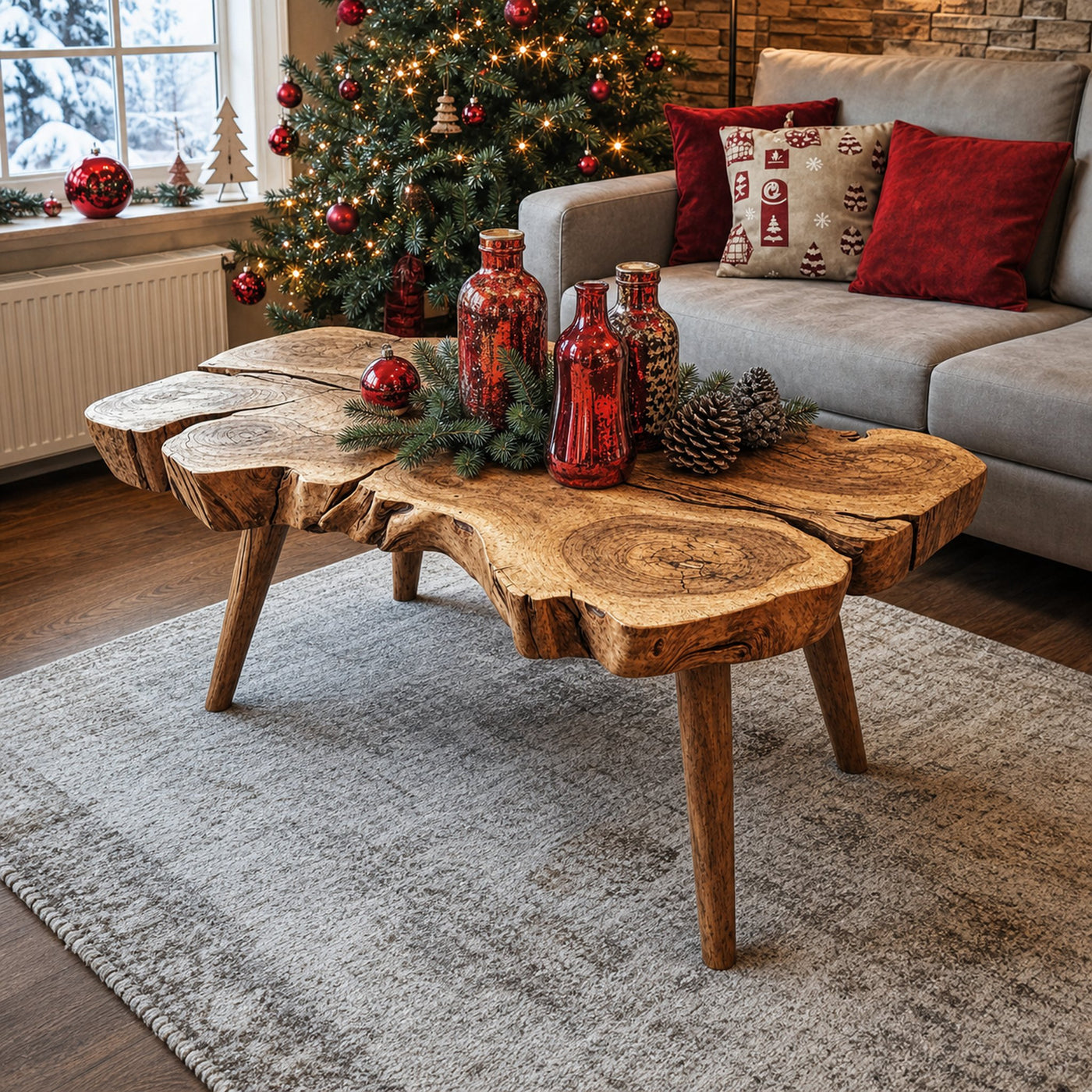 Rustic Coffee Table Christmas Decor