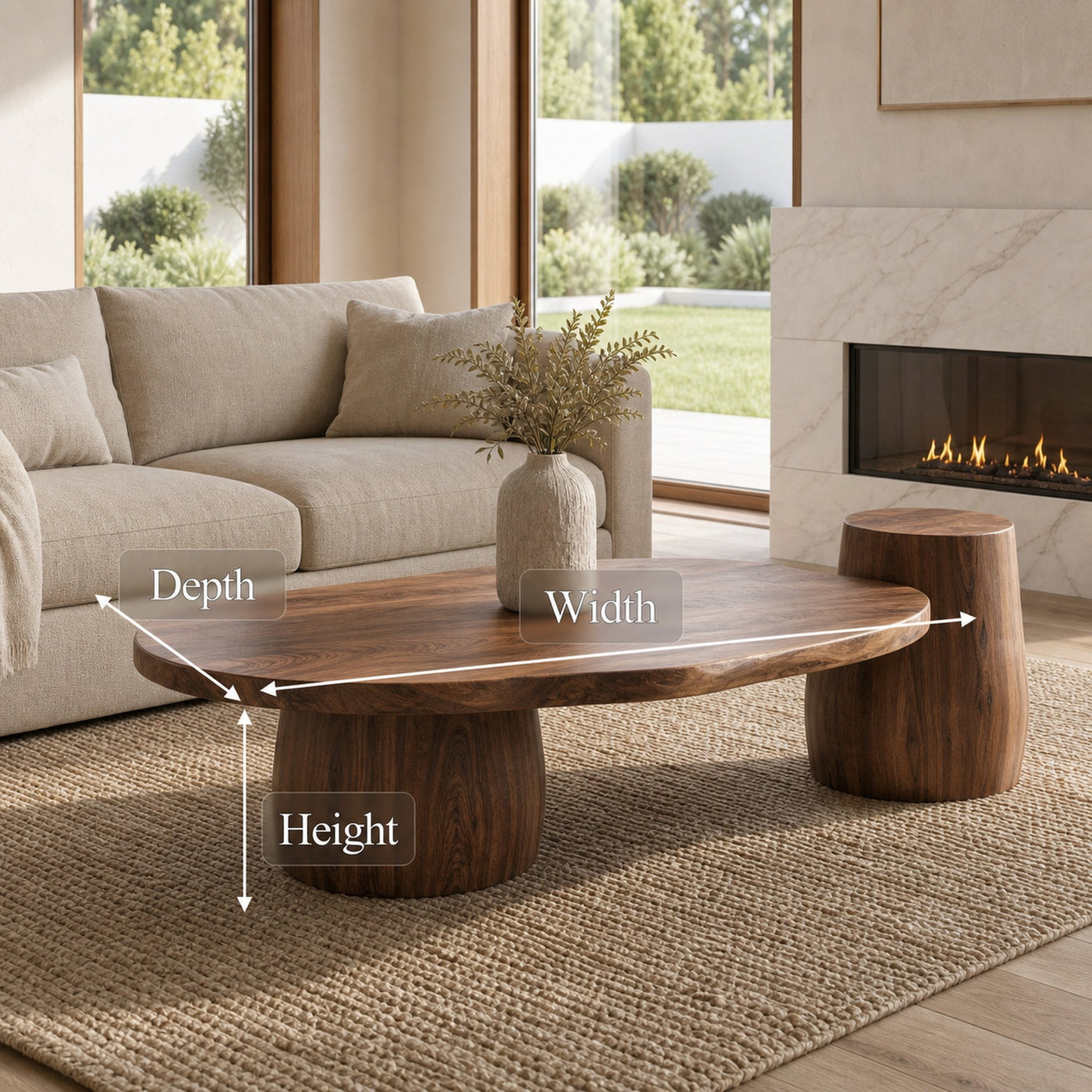 Rustic Coffee Table Sculptural Base Living Room - product view 6