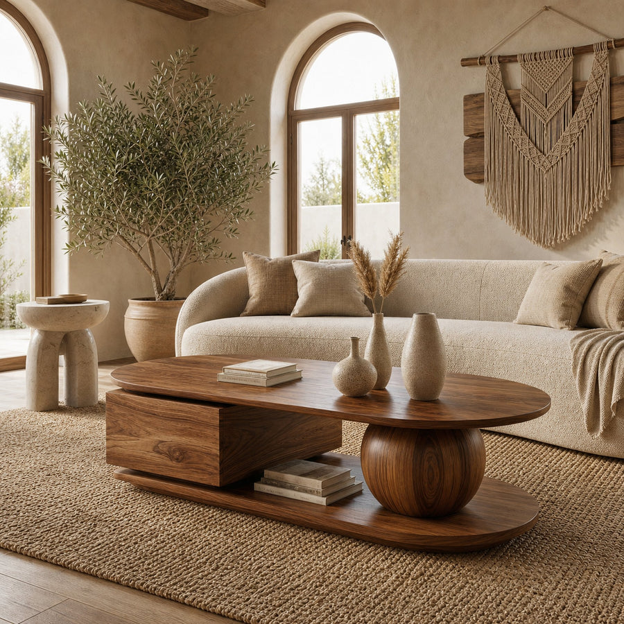 Rustic Coffee Table Solid Wood For Living Room