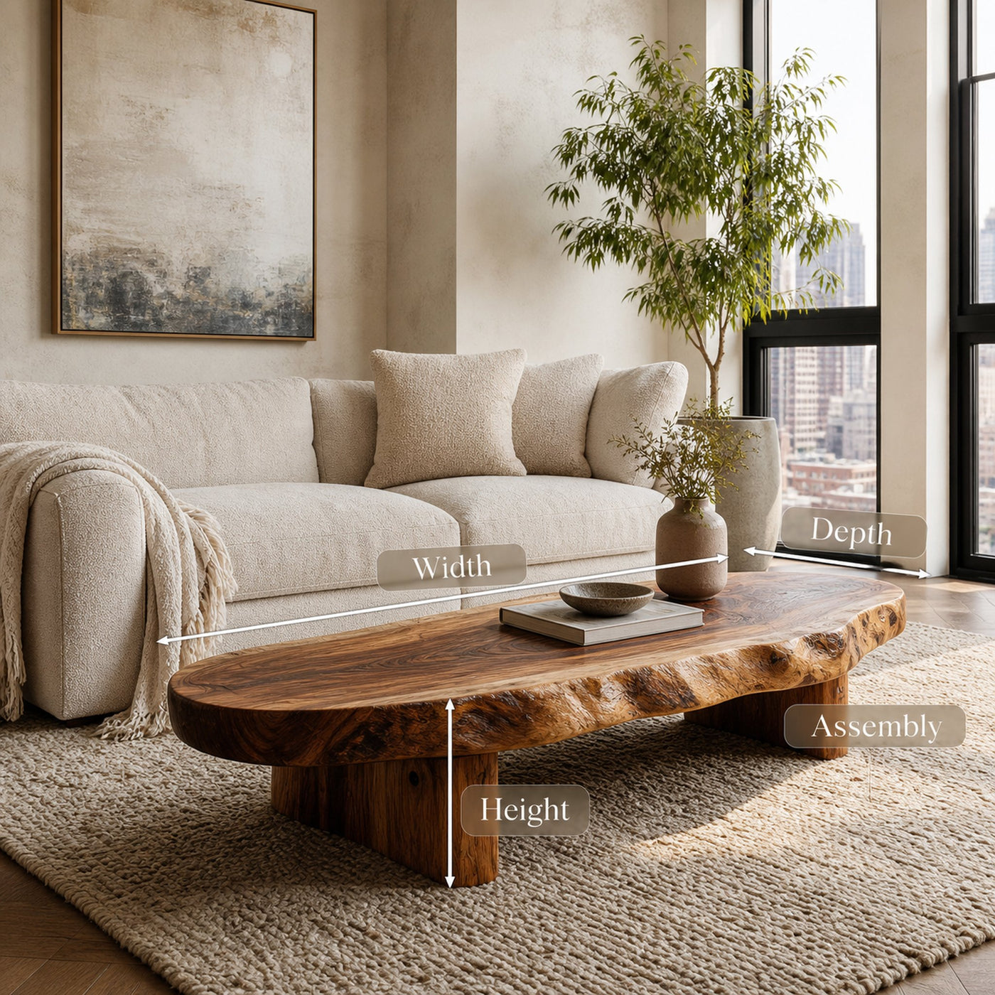 Rustic Coffee Table With Live Edge For Living Room - product view 8