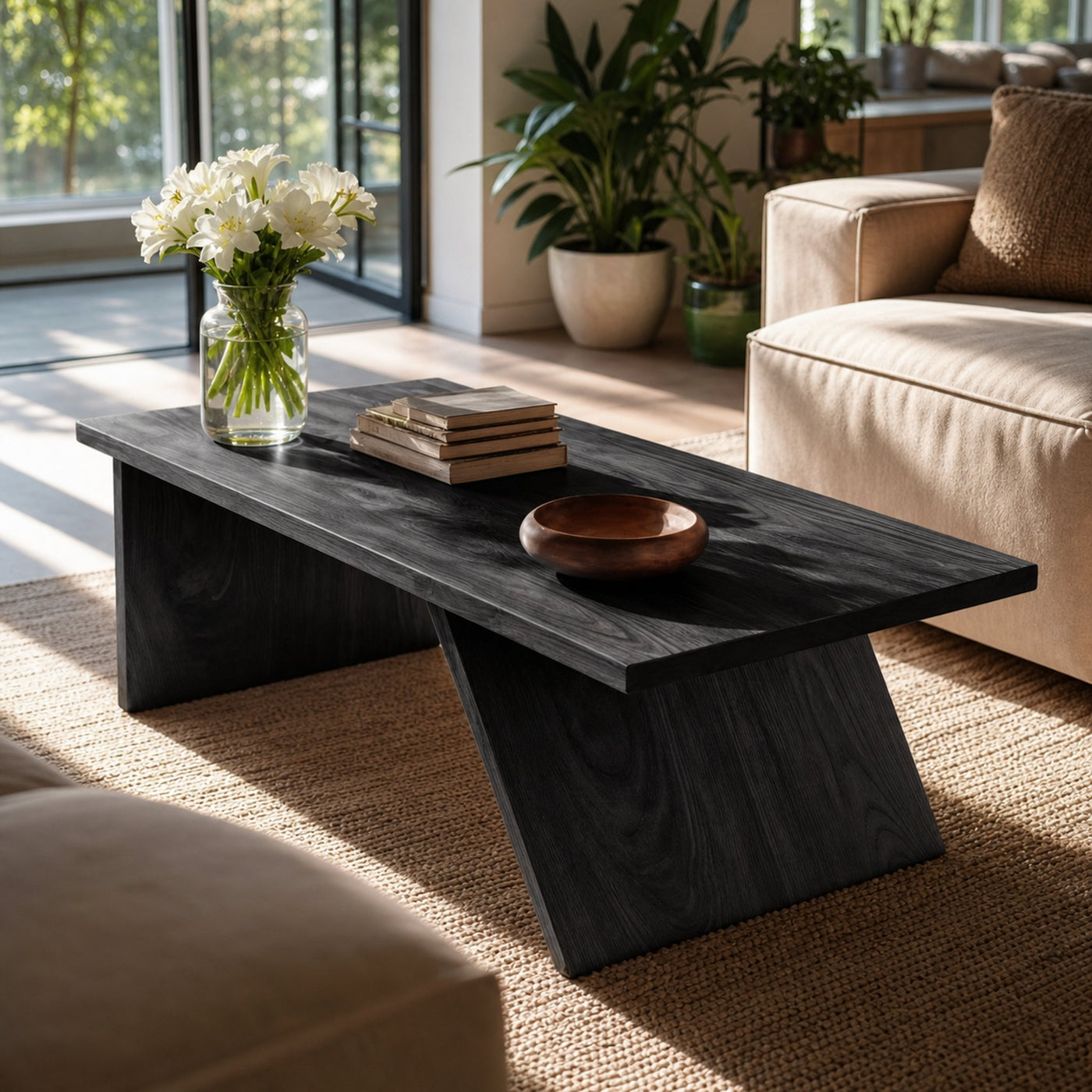 Rustic Coffee Table With Natural Grain Finish For Living - product view 7