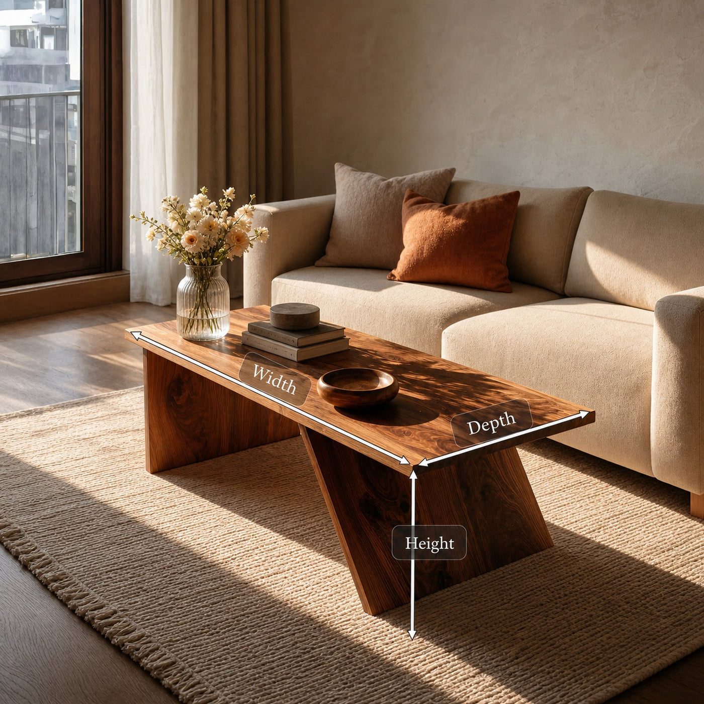 Rustic Coffee Table With Natural Grain Finish For Living - product view 8