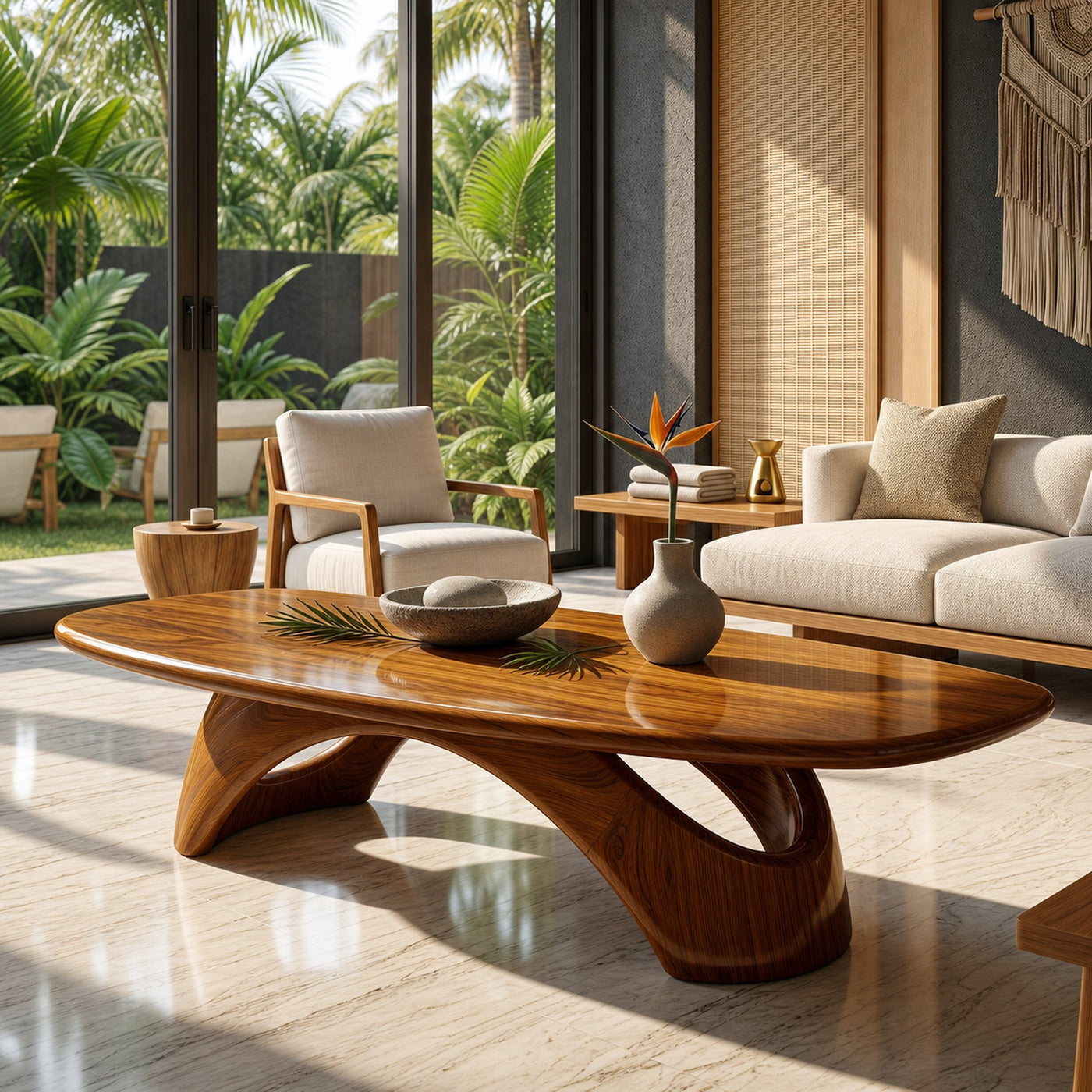 Rustic Coffee Table With Sculptural Wooden Base For Living Room - product view 6