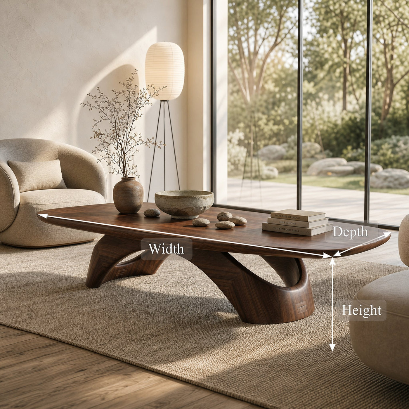 Rustic Coffee Table With Sculptural Wooden Base For Living Room - product view 8
