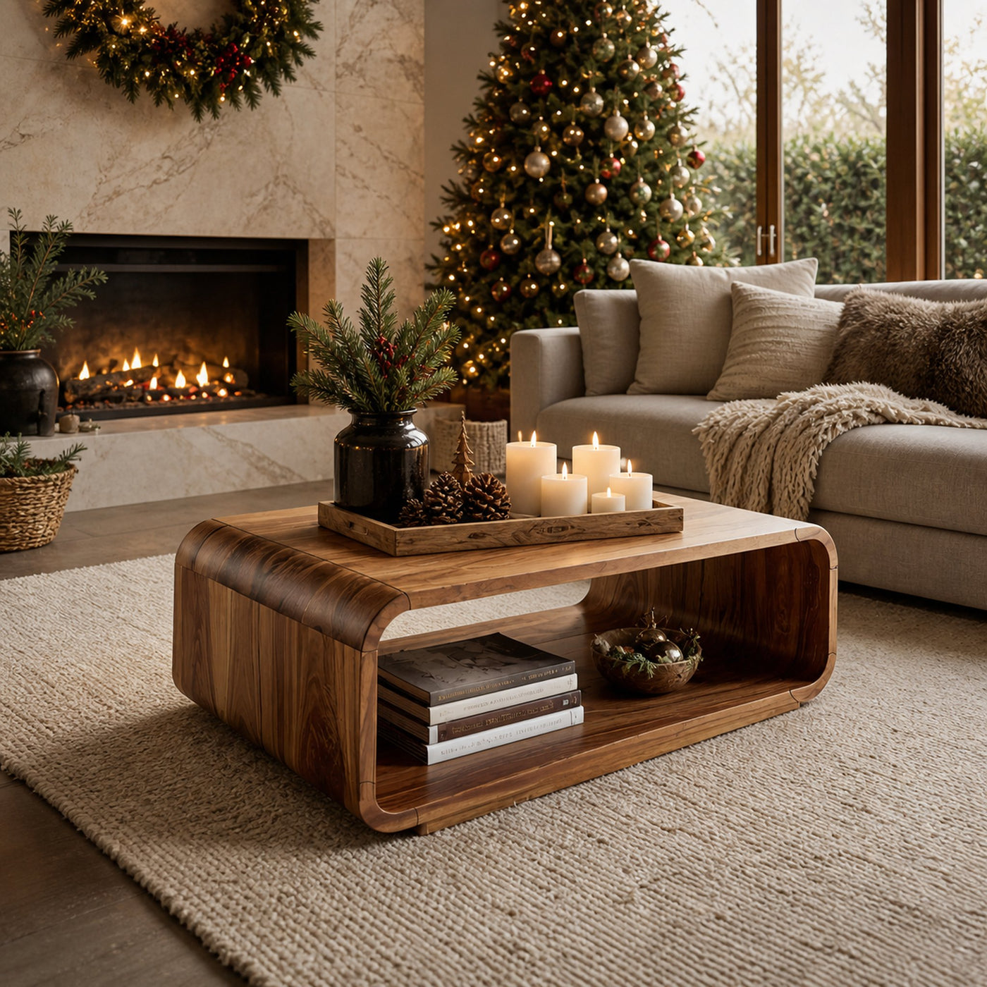 Rustic Farmhouse Coffee Table For Holiday Living Room Decoration