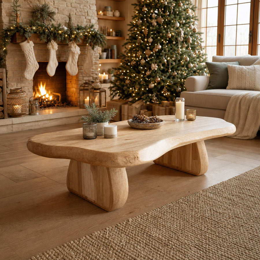 Rustic Farmhouse Solid Wood Coffee Table For Christmas Furniture Accent