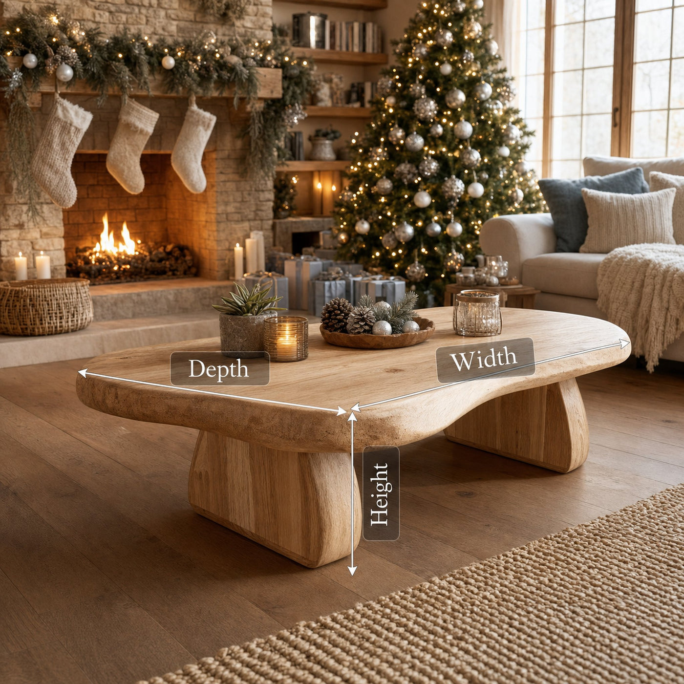 Rustic Farmhouse Solid Wood Coffee Table For Christmas Furniture Accent - product view 6