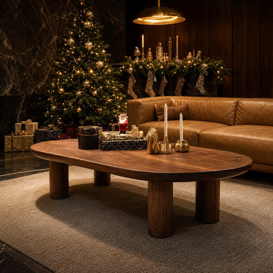 Rustic Handcrafted Coffee Table Solid Wood For Christmas Living Room