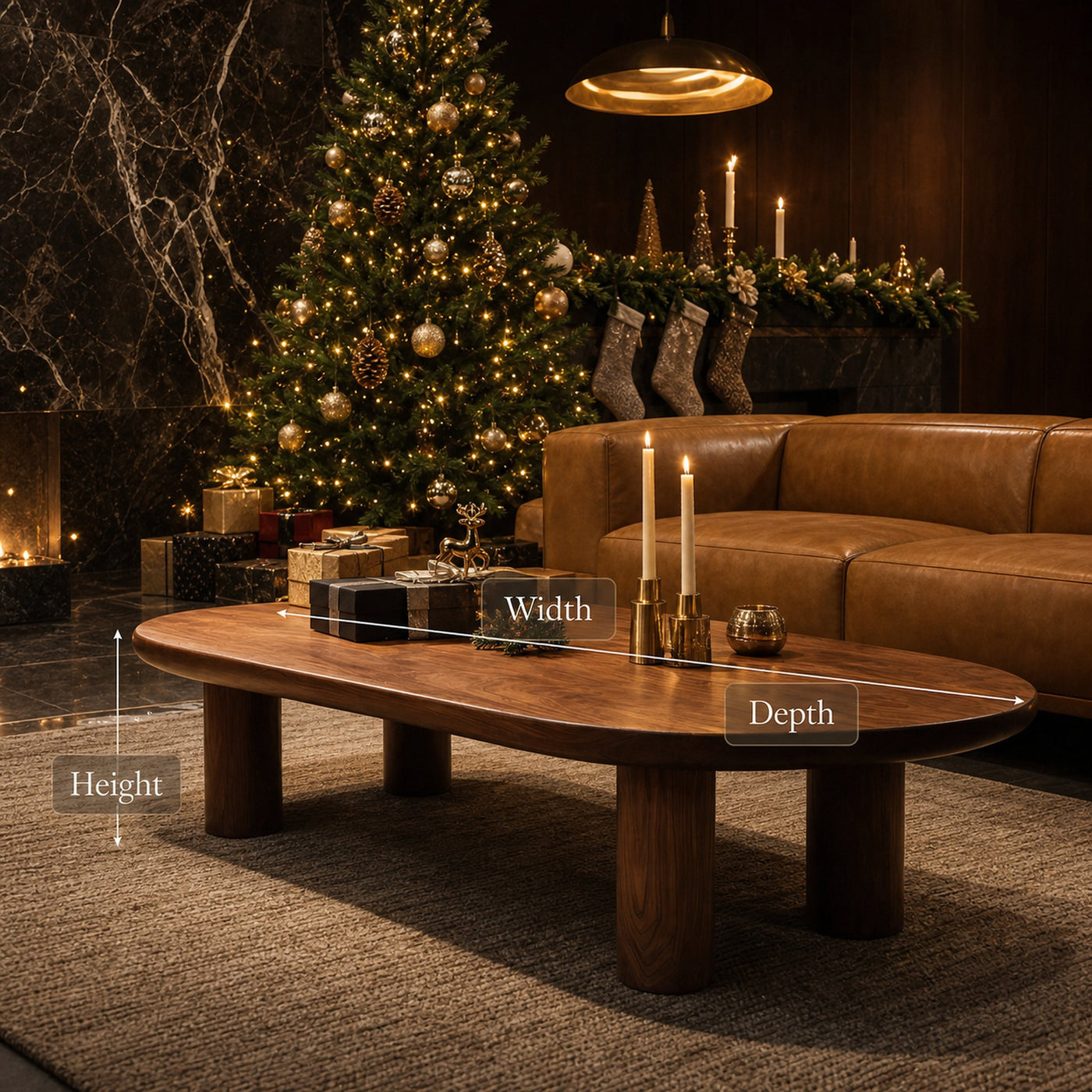 Rustic Handcrafted Coffee Table Solid Wood For Christmas Living Room - product view 6