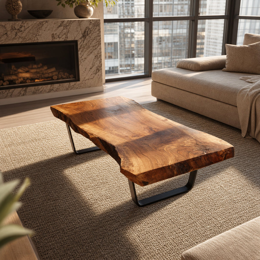 Rustic Handcrafted Wood Coffee Table Living Room