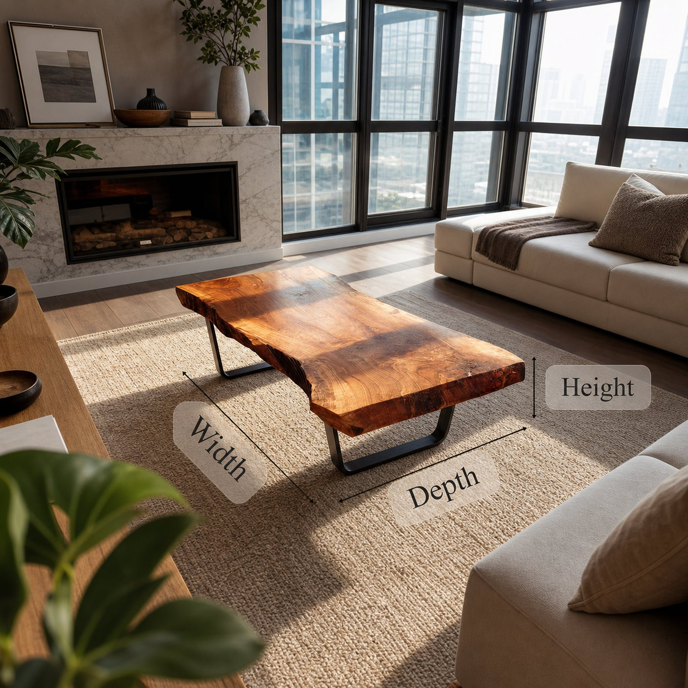 Rustic Handcrafted Wood Coffee Table Living Room - product view 3