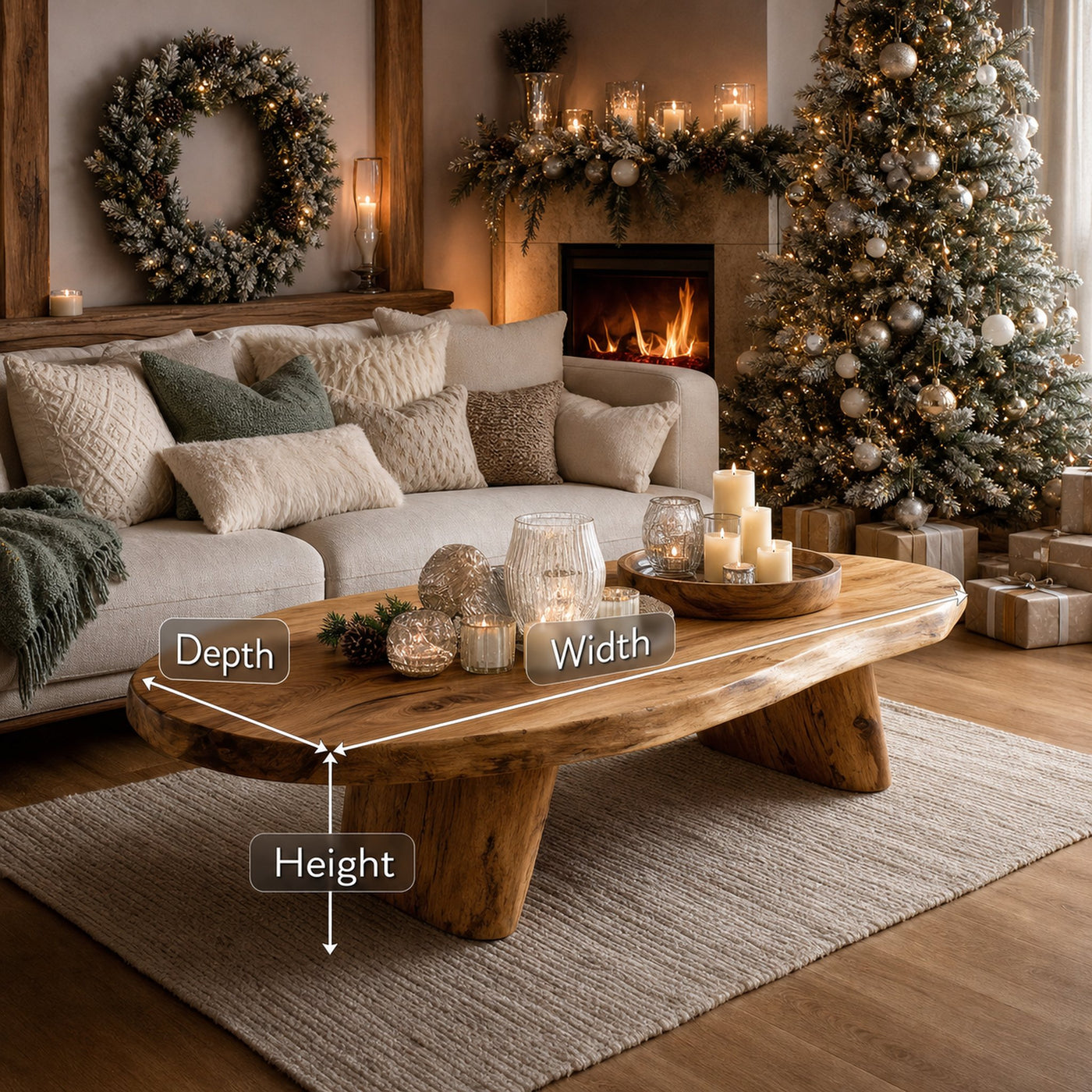 Rustic Handcrafted Wooden Coffee Table For Christmas Living Room - product view 6