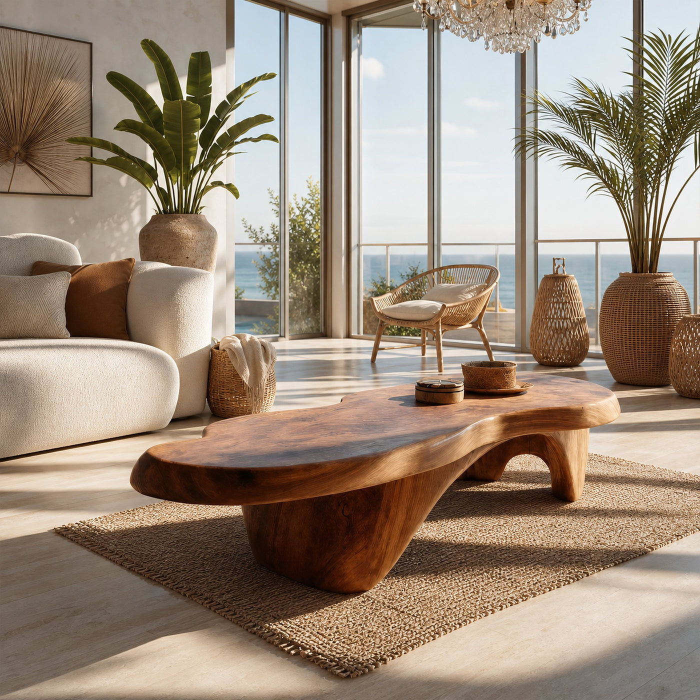Rustic Handcrafted Wooden Live Edge Coffee Table For Entryway