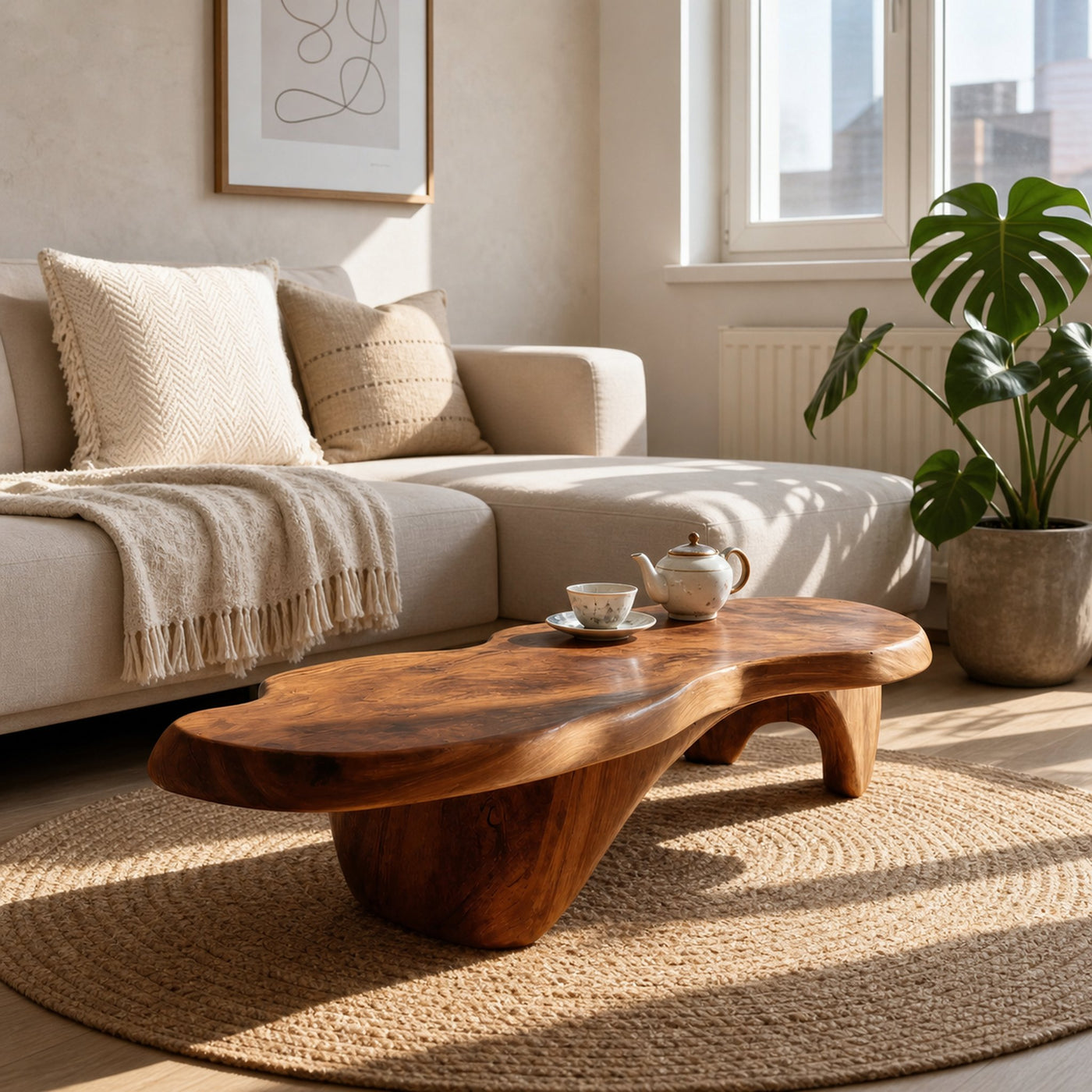 Rustic Handcrafted Wooden Live Edge Coffee Table For Entryway - product view 6