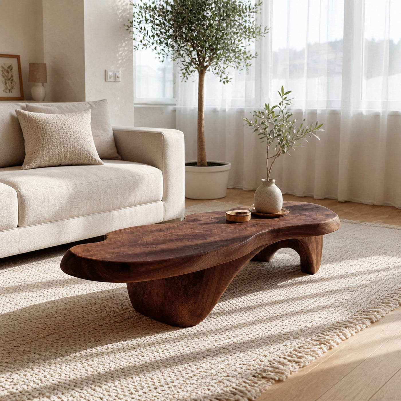 Rustic Handcrafted Wooden Live Edge Coffee Table For Entryway - product view 7